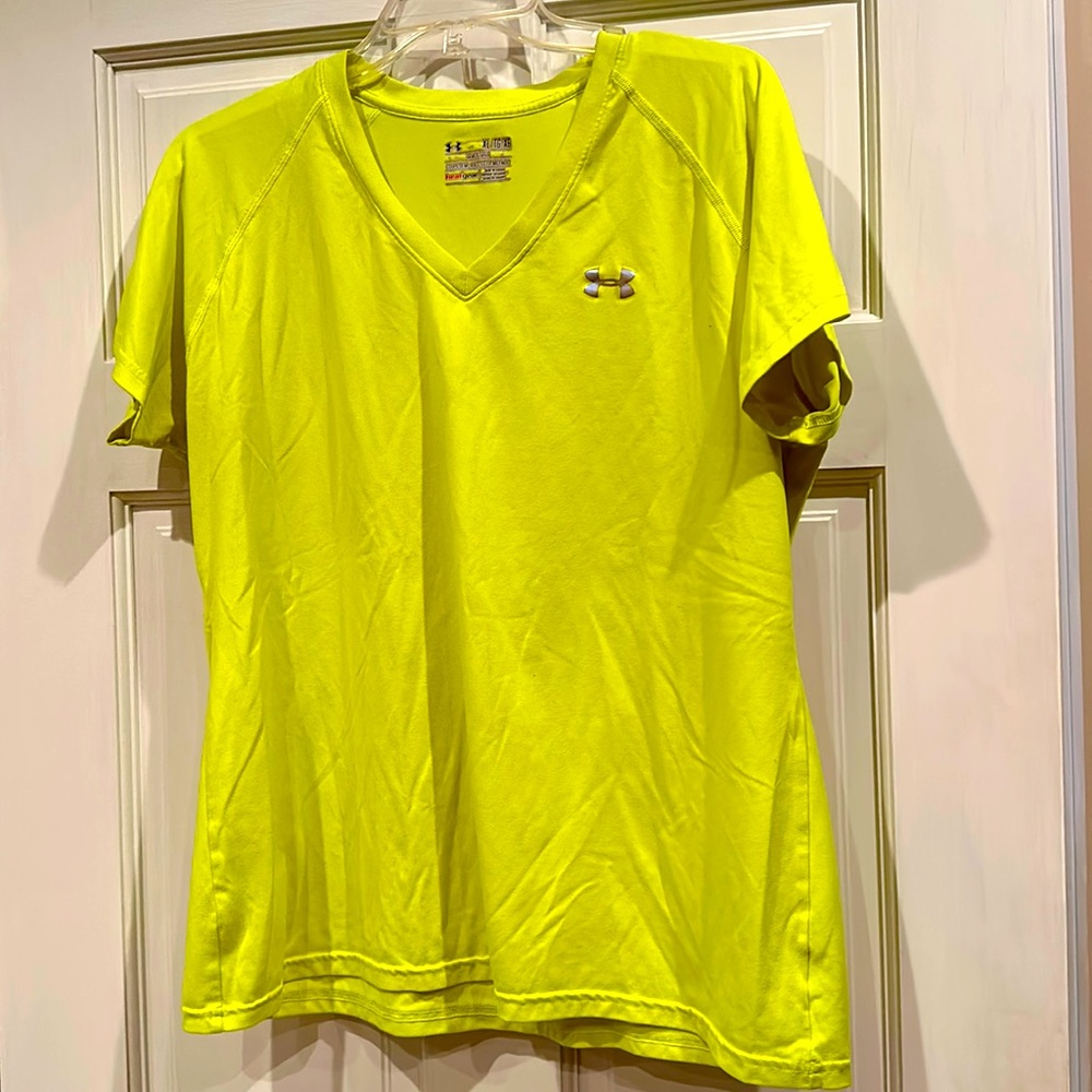 Fluorescent yellow Under Armour V-neck tee shirt